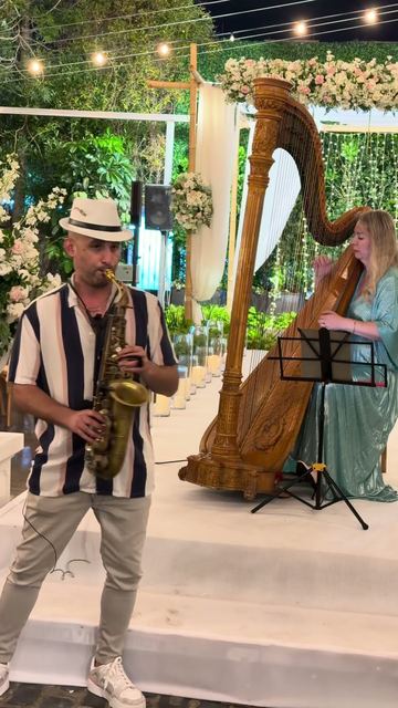 Арфа и саксофон на мероприятие – Perfect, арфа и саксофон на свадьбе в саду